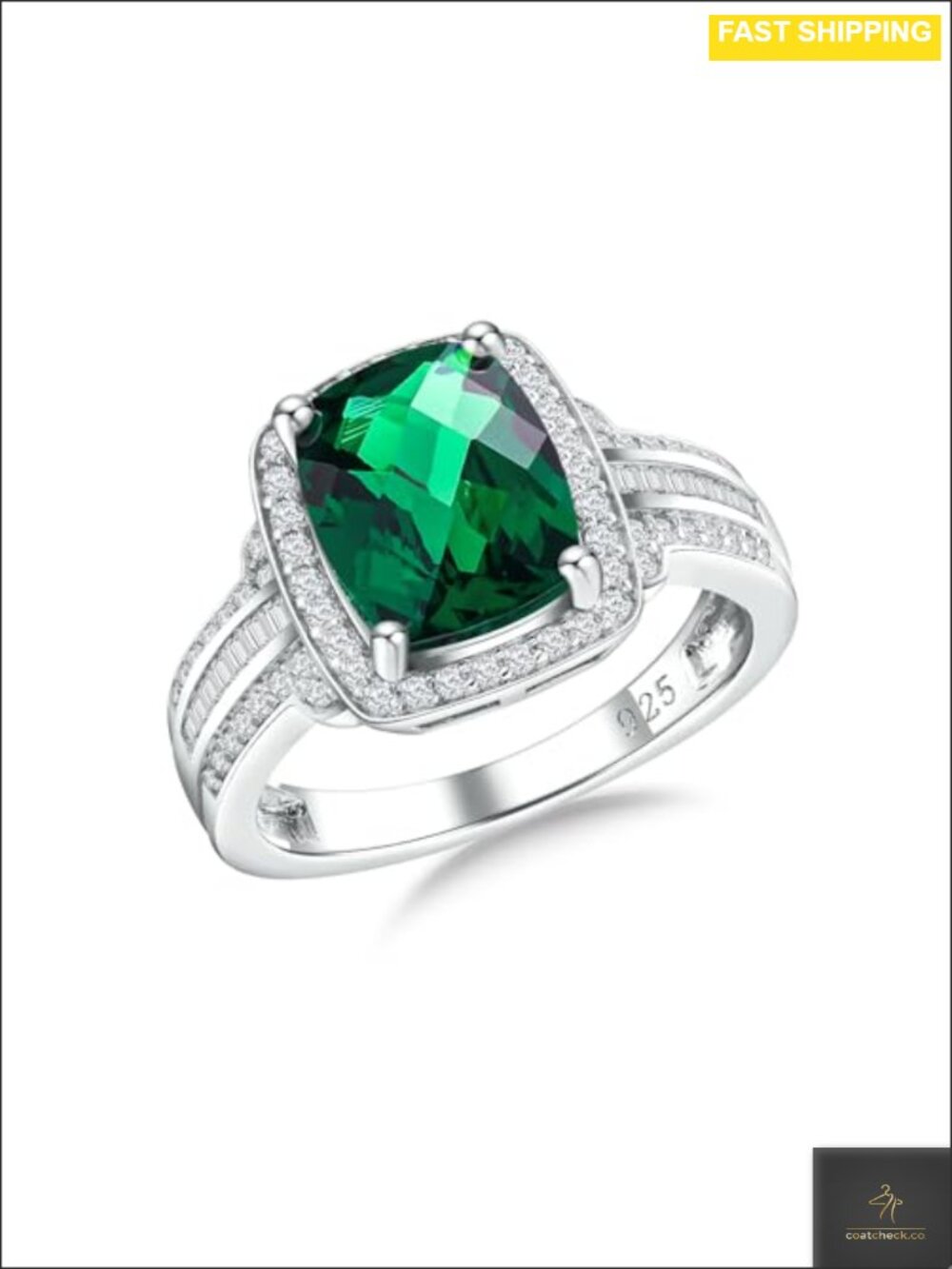 Sterling Silver 18k White Gold Plated Halo Engagement Ring 4 Carat